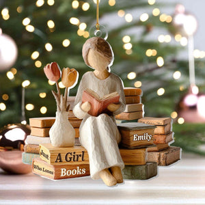 Personalized Ornament for Bookworms, Just A Girl Who Loves Books Acrylic Gift, Cozy Reading Vibes, Christmas Decoration for Bibliophile Girl