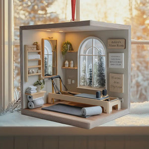 Pilates Room Ornament 2025, Cozy Wellness Studio Miniature, Personalized Christmas Gift For Fitness Lover