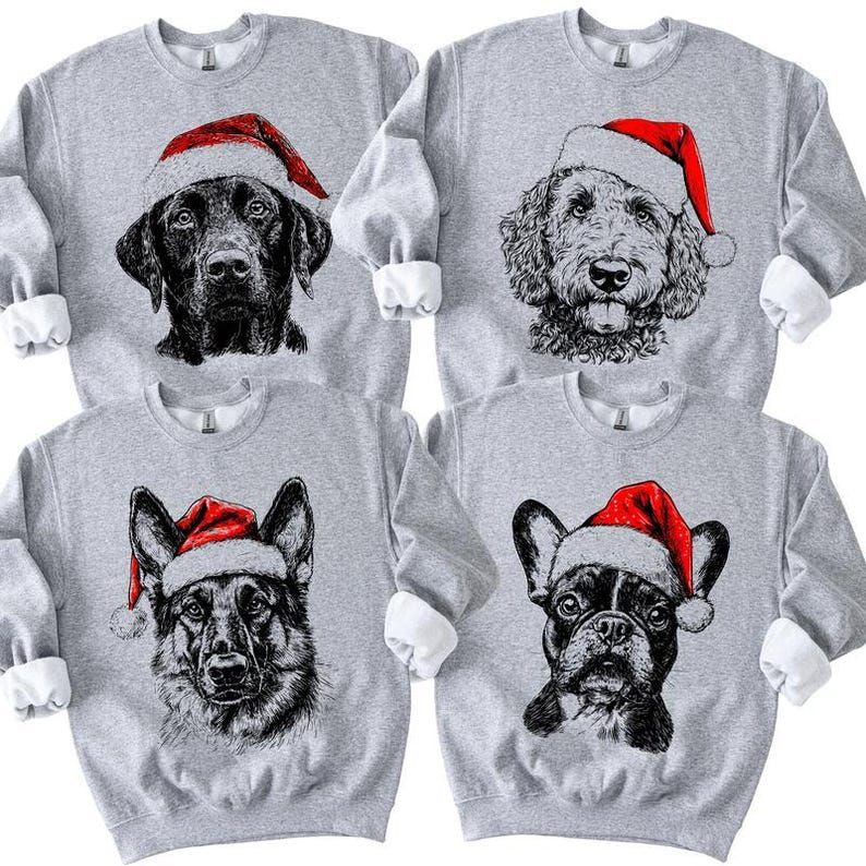 Custom Santa Paws Christmas Dog Sweatshirt, 50 Dog Breeds in Festive Santa Hat T-shirt, Dog Lover Shirt, Funny Christmas Gift Hoodie il_794xN.7332743611_hmhw.jpg