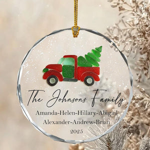 2D Sea Glass Family Name Christmas Car Ornaments, Personalized Family Ornament, Christmas Tree Ornament Family Names 2025, Holiday Keepsake