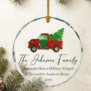 2D Sea Glass Family Name Christmas Car Ornaments, Personalized Family Ornament, Christmas Tree Ornament Family Names 2025, Holiday Keepsake