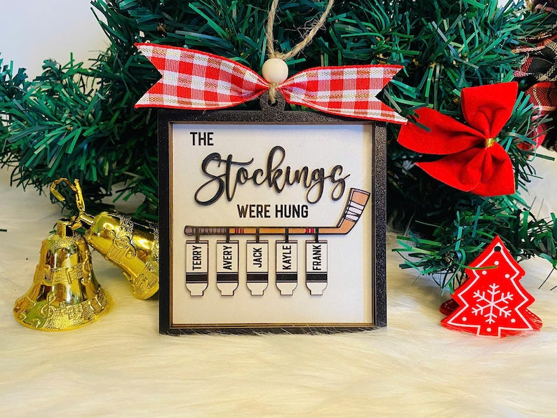 Custom Hockey Team Ornament, The Stockings Were Hung Christmas Ornament, Personalized Hockey Player Ornament, Hockey Coach or Team Gift 2025