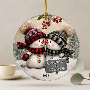 Personalized Snowman Couple Ornament, 2025 Christmas Ornament, Mr And Mrs ornament, Wedding Ornaments, Engagement Gift, Newlywed Gifts