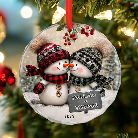 Personalized Snowman Couple Ornament, 2025 Christmas Ornament, Mr And Mrs ornament, Wedding Ornaments, Engagement Gift, Newlywed Gifts