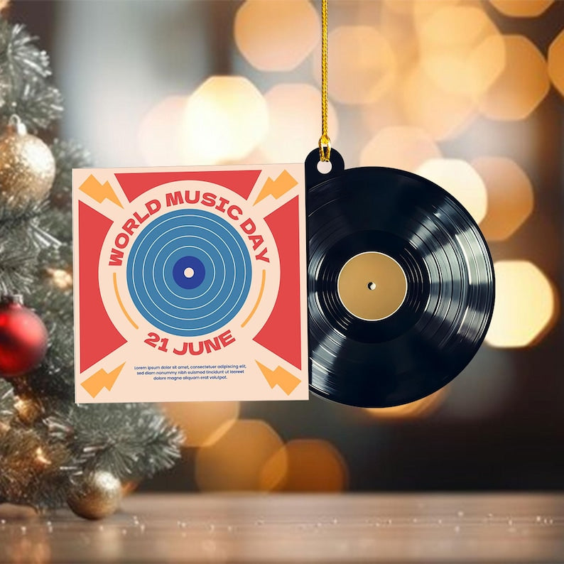 Custom Album Vinyl Record Christmas Ornament, Personalized Song Gift