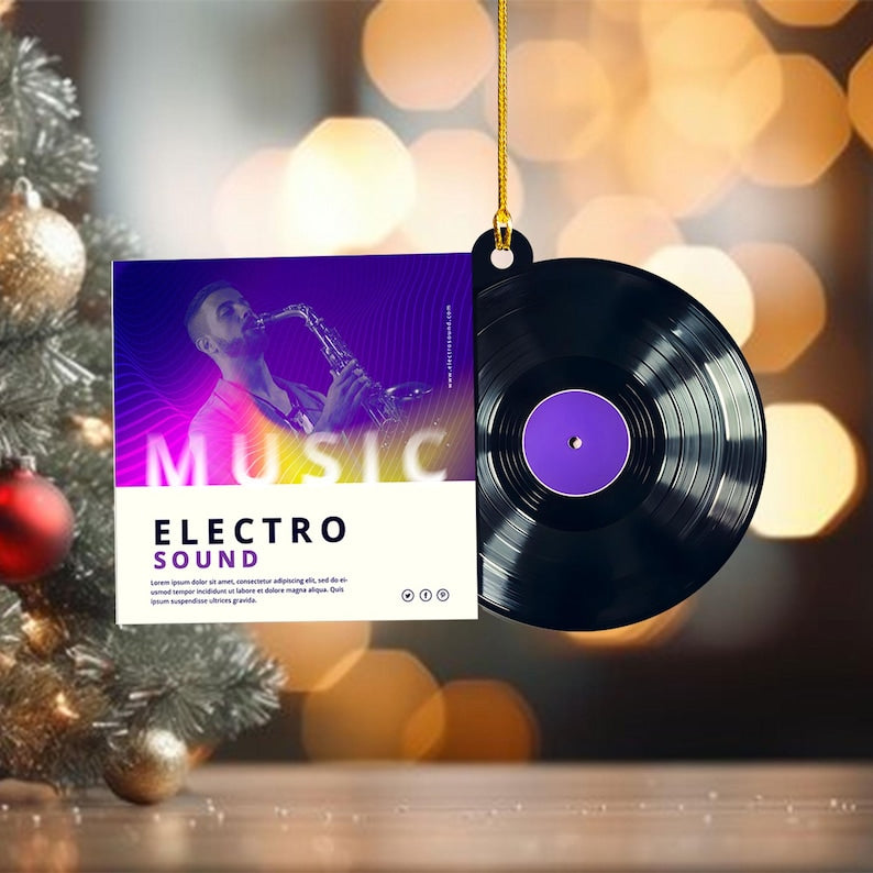 Custom Album Vinyl Record Christmas Ornament, Personalized Song Gift