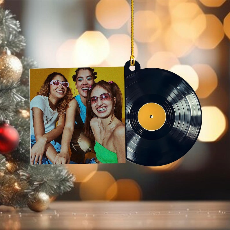 Custom Album Vinyl Record Christmas Ornament, Personalized Song Gift
