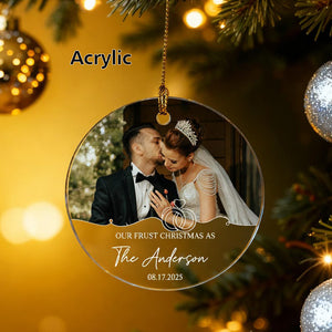 Personalized First Christmas Married Ornament - Custom Married Photo Ornament - Our First Christmas As Mr & Mrs Ornament - Newlywed Keepsake