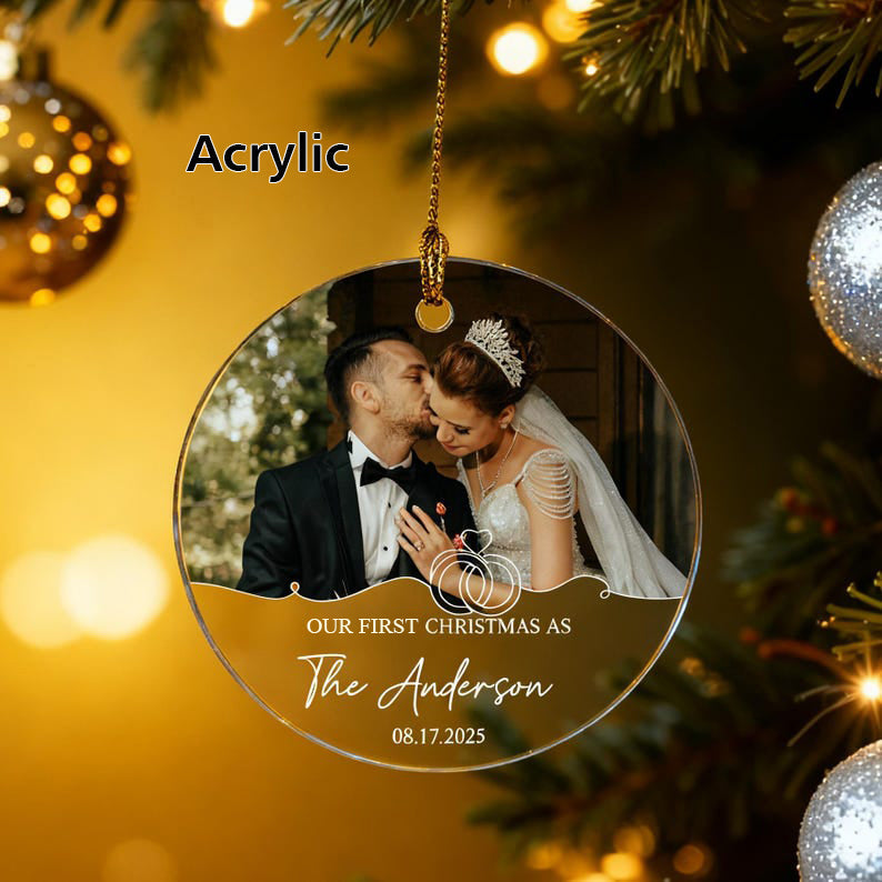 Personalized First Christmas Married Ornament - Custom Married Photo Ornament - Our First Christmas As Mr & Mrs Ornament - Newlywed Keepsake