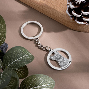 Pet Portrait Keychain: Custom Photo And Text
