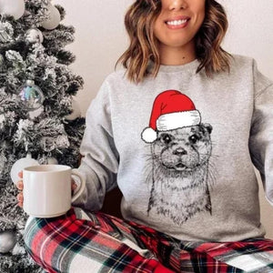 Custom Dog/ Cat Christmas Sweatshirt - Personalized Dog Santa Hat Graphic Crewneck - Dog/ Cat Lover Shirt - Funny Christmas Gift Hoodie