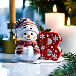 Personalized Snowman Letter Ornament, Custom Christmas Initial Ornament, Snowman with Name and Letter Ornament, Holiday Gift Keepsake 2025