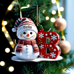 Personalized Snowman Letter Ornament, Custom Christmas Initial Ornament, Snowman with Name and Letter Ornament, Holiday Gift Keepsake 2025