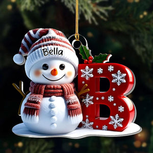 Personalized Snowman Letter Ornament, Custom Christmas Initial Ornament, Snowman with Name and Letter Ornament, Holiday Gift Keepsake 2025