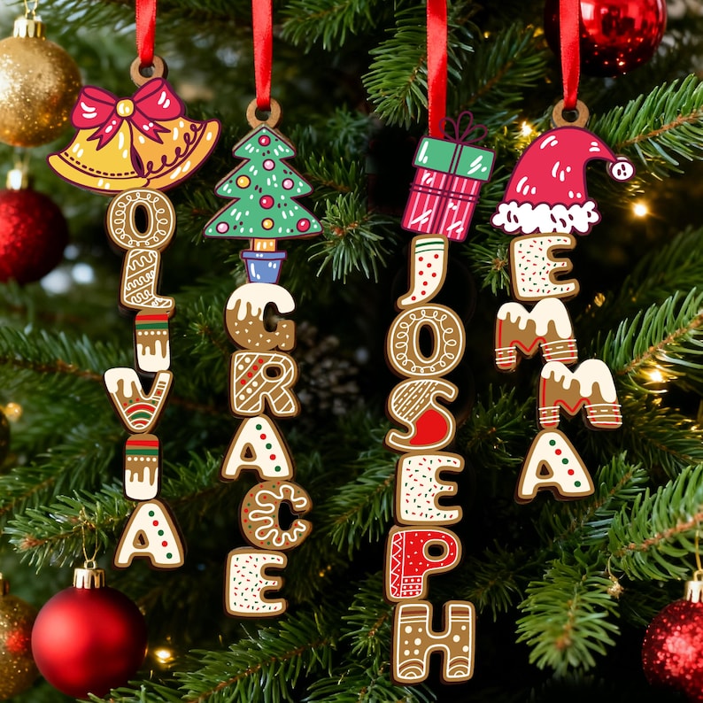 Personalized Gingerbread Alphabet Name Ornament,Christmas Tag for Stockings,Holiday Keepsake,Kids Christmas Gifts,Family Gift 2025,Xmas Gift