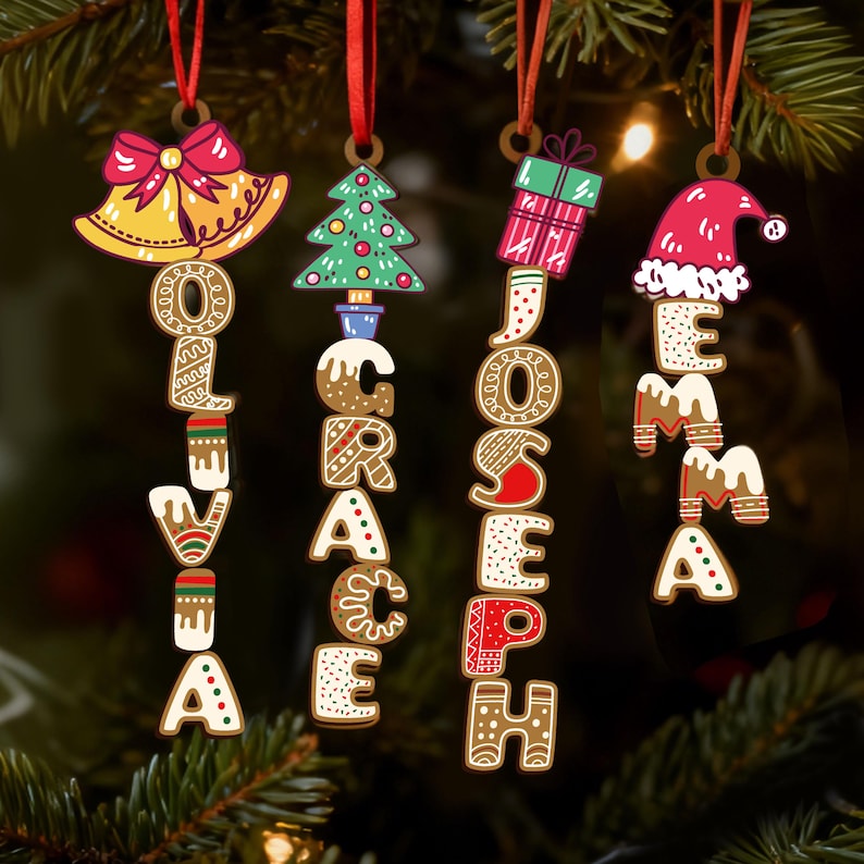 Personalized Gingerbread Alphabet Name Ornament,Christmas Tag for Stockings,Holiday Keepsake,Kids Christmas Gifts,Family Gift 2025,Xmas Gift