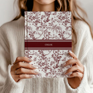 Blue Toile Personalized Journal, Customized Coquette Notebook for women, Custom Name Journal, Bridesmaid Proposal, Wedding Bridal Party Gift