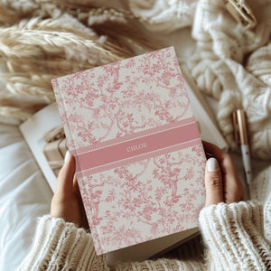 Blue Toile Personalized Journal, Customized Coquette Notebook for women, Custom Name Journal, Bridesmaid Proposal, Wedding Bridal Party Gift