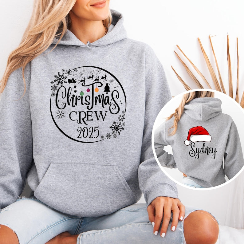Christmas Crew Sweatshirts Personalized Matching Family Shirt , Xmas Pajamas Top, Hoodies, Sizes for everyone