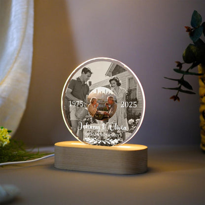 Personalized Then and Now Photo Night Light, 50th Anniversary LED Lamp, Golden Wedding Keepsake, Anniversary Gifts for Parents, Xmas Gifts