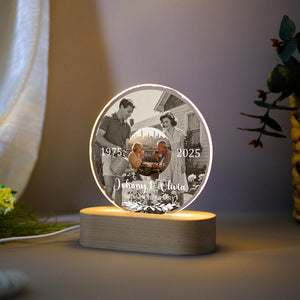 Personalized Then and Now Photo Night Light, 50th Anniversary LED Lamp, Golden Wedding Keepsake, Anniversary Gifts for Parents, Xmas Gifts