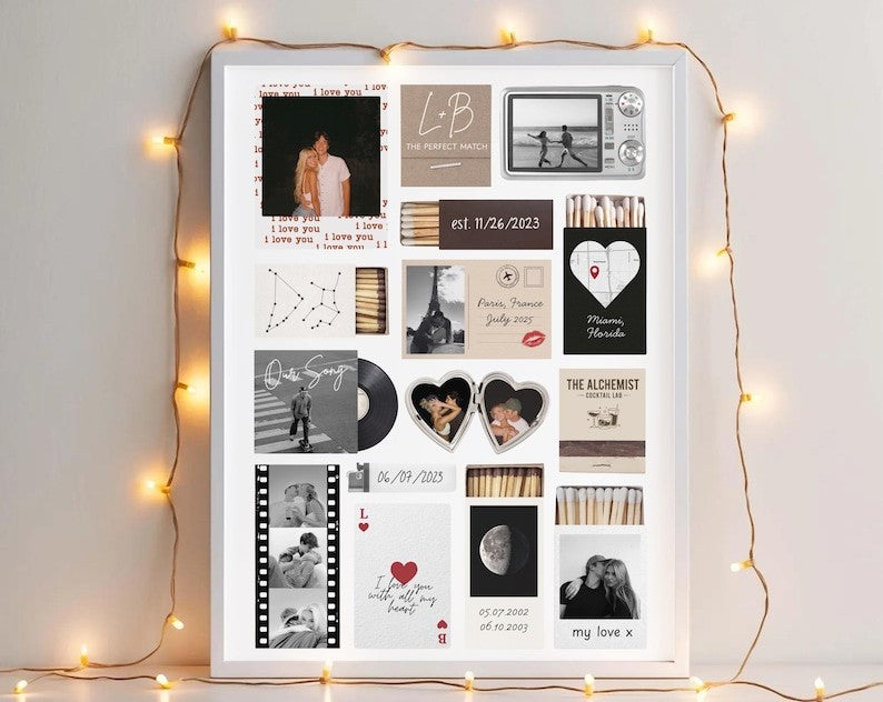 Anniversary Gift for Boyfriend or Girlfriend | Editable Matchbook Poster | Matchbox Art Print Custom Anniversary or Birthday Gift