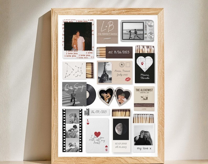 Anniversary Gift for Boyfriend or Girlfriend | Editable Matchbook Poster | Matchbox Art Print Custom Anniversary or Birthday Gift