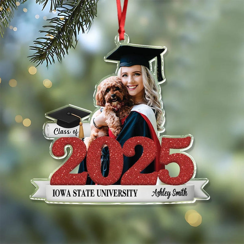 Custom Photo Graduation Ornament, Class of 2026 Photo Ornament, Senior Christmas Gifts, College High School Grad Gift, Mastered It Ornament