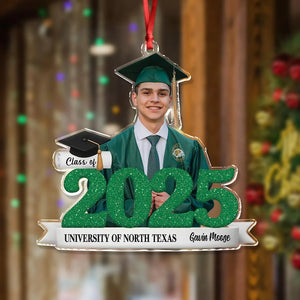 Custom Photo Graduation Ornament, Class of 2026 Photo Ornament, Senior Christmas Gifts, College High School Grad Gift, Mastered It Ornament