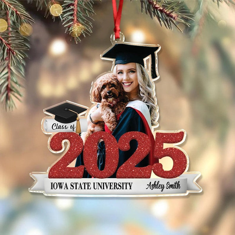 Custom Photo Graduation Ornament, Class of 2026 Photo Ornament, Senior Christmas Gifts, College High School Grad Gift, Mastered It Ornament