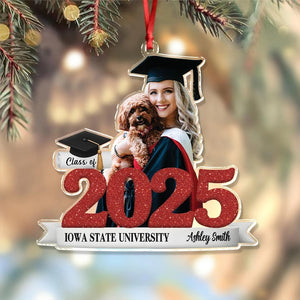 Custom Photo Graduation Ornament, Class of 2026 Photo Ornament, Senior Christmas Gifts, College High School Grad Gift, Mastered It Ornament