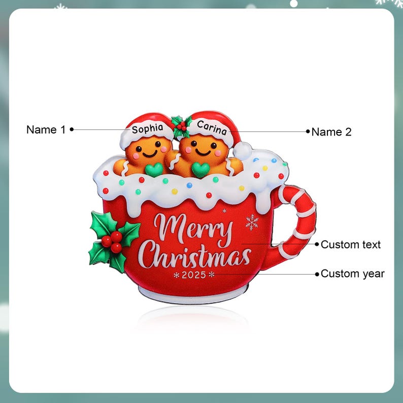 Personalized Christmas Refrigerator Magnets, 2025 Personalized 2-8 Names Family Magnet, Christmas Gift for Mom, Custom Fridge Magnets