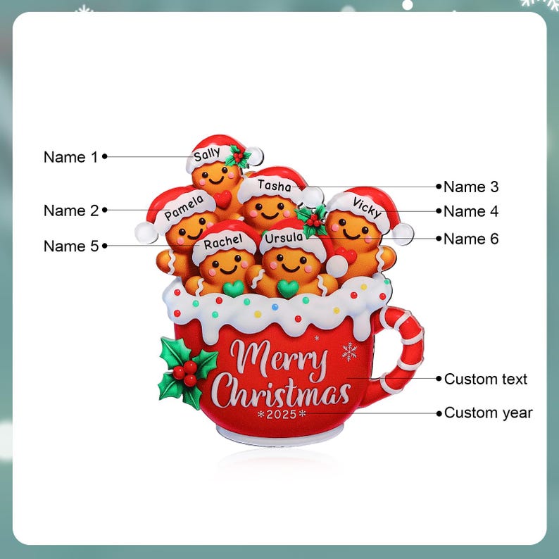 Personalized Christmas Refrigerator Magnets, 2025 Personalized 2-8 Names Family Magnet, Christmas Gift for Mom, Custom Fridge Magnets