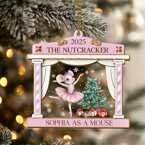 Personalized Nutcracker Mouse Ornament, Cast Member Gift Personalized with Name and Role, Ballerina Christmas Keepsake,Ballet Clara Ornament