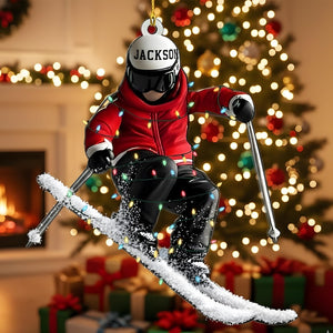 Personalized Skiing Ornament: Acrylic Christmas Gift for Skiers
