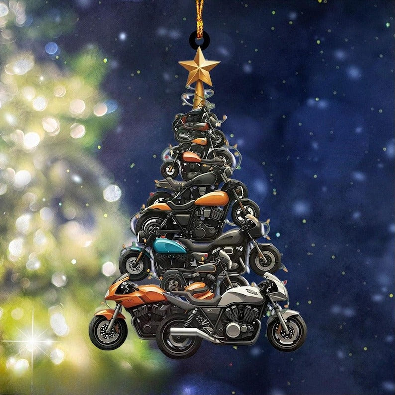 Motorcycle Christmas Tree Ornament, Gift for Motorcycle Lover, Biker Holiday Decoration, Biker Christmas Ornament, Cool Xmas Decor for Rider