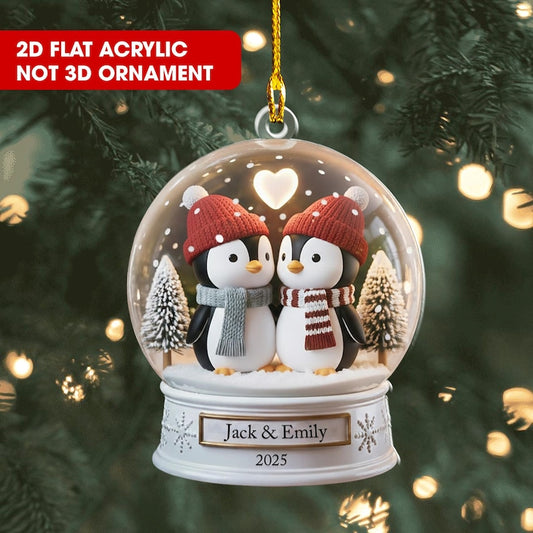 Personalized Penguin Couple Ornament, Penguin Christmas Ornament, New Couple Gift, Couples Christmas Ornament, Couples First Christmas Gift
