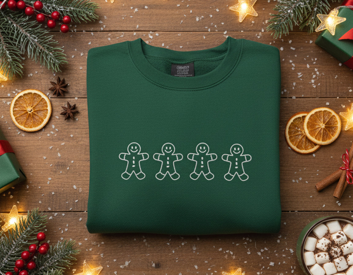 Gingerbread men Embroidered Sweatshirt | Christmas Crewneck | Holiday Gifts | Cozy Lounge Wear | Lightweight Sweatshirt il_794xN.7335889699_nkhu.jpg