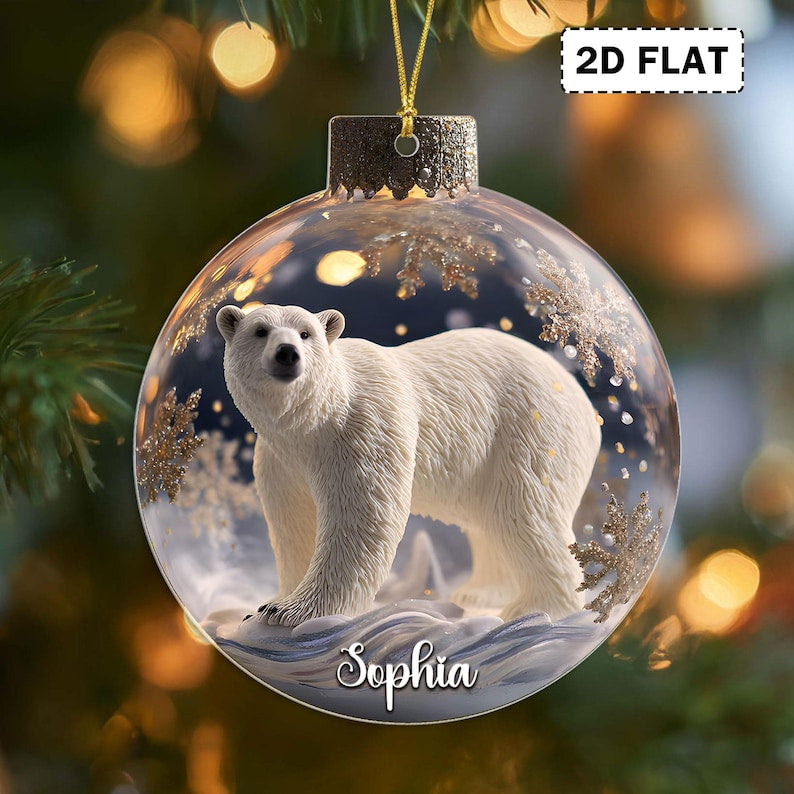 2D Flat Woodland Animal Christmas Acrylic Ornament Set, Personalized Wildlife Ornaments, Rustic Forest Animal Bauble Gift for Nature Lovers