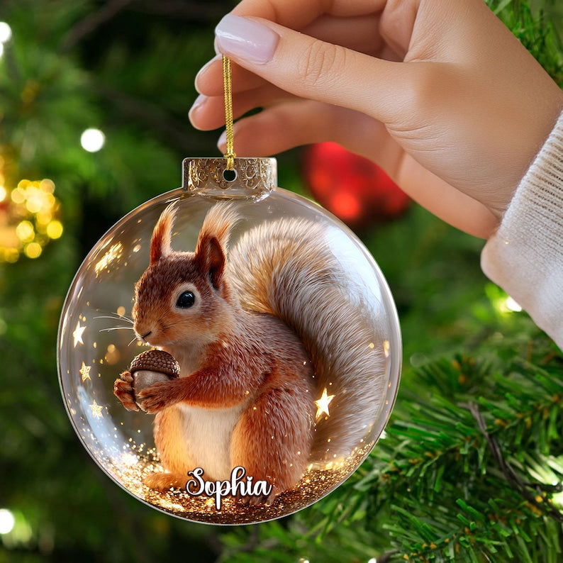 2D Flat Woodland Animal Christmas Acrylic Ornament Set, Personalized Wildlife Ornaments, Rustic Forest Animal Bauble Gift for Nature Lovers