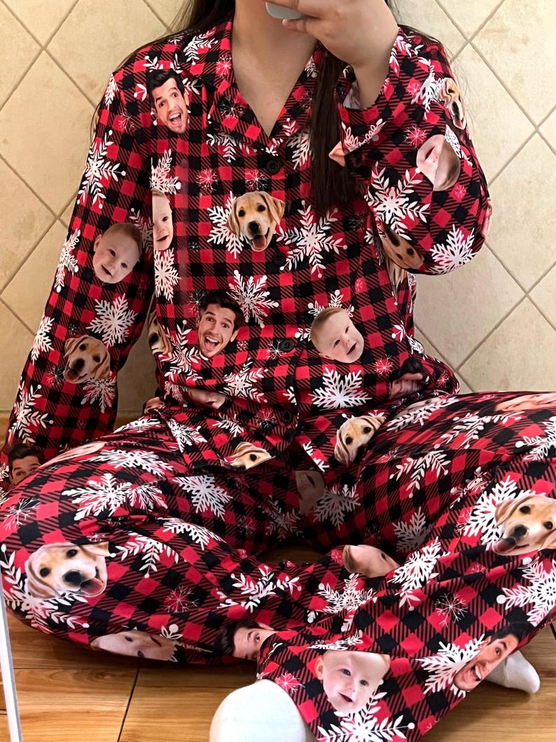 Custom Face Family Christmas Pajamas: Personalized Pet Photo Matching Pajama Set