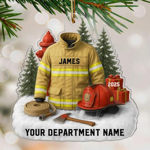 Custom Firefighter Ornament, Firefighter Uniform Ornament, Xmas Gift for Dad Papa, Fireman Christmas Ornaments, Firefighter Gift