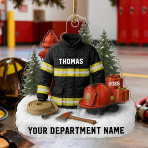 Custom Firefighter Ornament, Firefighter Uniform Ornament, Xmas Gift for Dad Papa, Fireman Christmas Ornaments, Firefighter Gift
