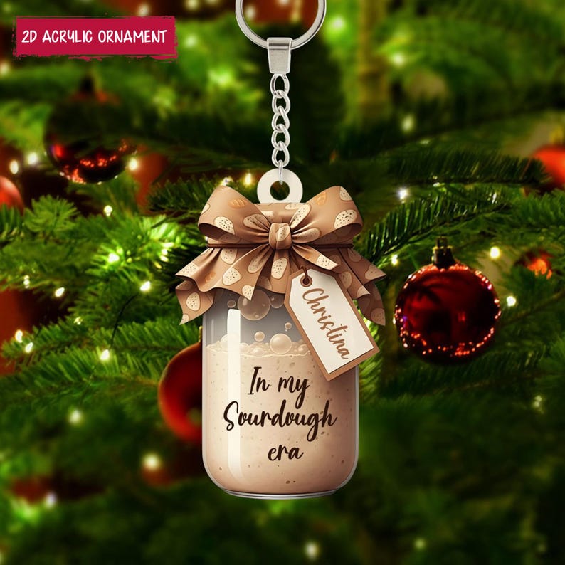 Sourdough Christmas Ornament, Personalized Bread Baking Lover Ornament 2025, Custom Name Baker Xmas Tree Decor, Holiday Gift for Foodies