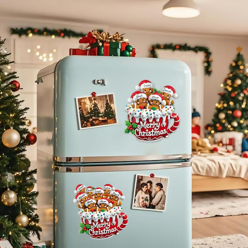 Personalized Christmas Refrigerator Magnets, 2025 Personalized 2-8 Names Family Magnet, Christmas Gift for Mom, Custom Fridge Magnets