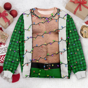 Funny Hairy Chest Santa Sweater Ugly Christmas Party Sweatshirt