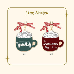 Personalized Marshmallow Mug Ornament: Custom Grandkids Family Name