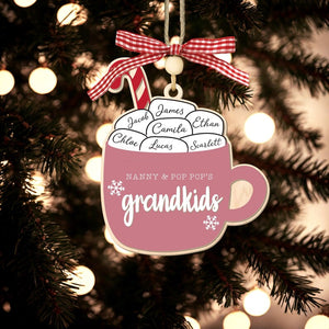 Personalized Marshmallow Mug Ornament: Custom Grandkids Family Name