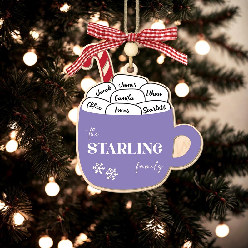Personalized Marshmallow Mug Ornament: Custom Grandkids Family Name