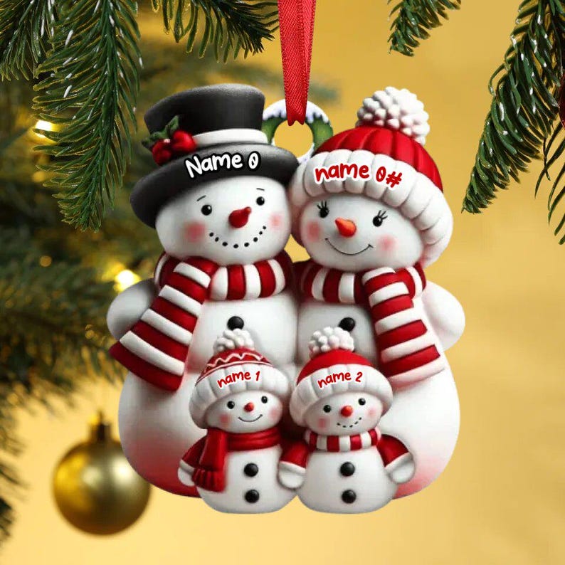 Personalized Snowman Ornament Acrylic Family Christmas Tree Decor Acrylic Snowman Family Hanging Ornament Personalized Christmas Ornaments